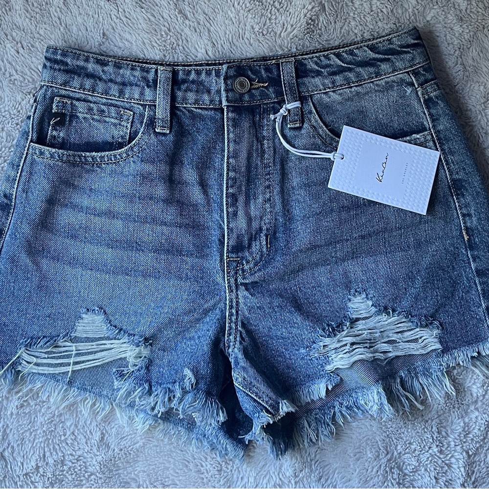 High Rise Ripped Jean Shorts